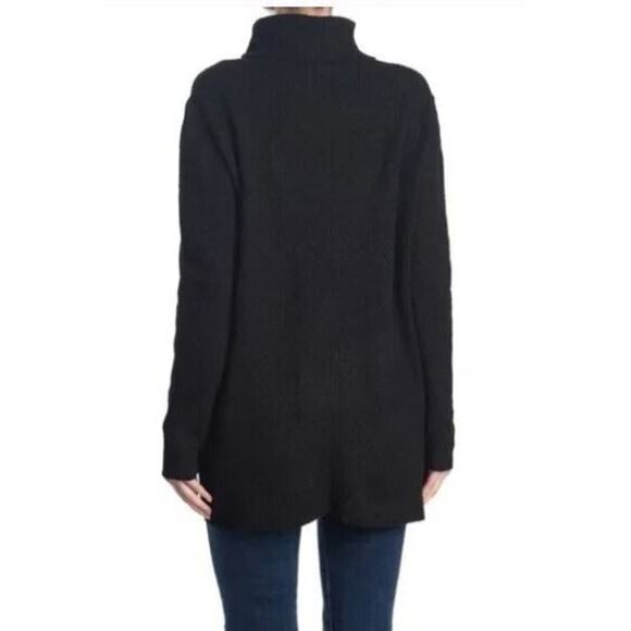 Sweet Romeo Abstract Rib Hi-Low Turtleneck Tunic Sweater in Black Small MSRP $58 - Picture 2 of 2
